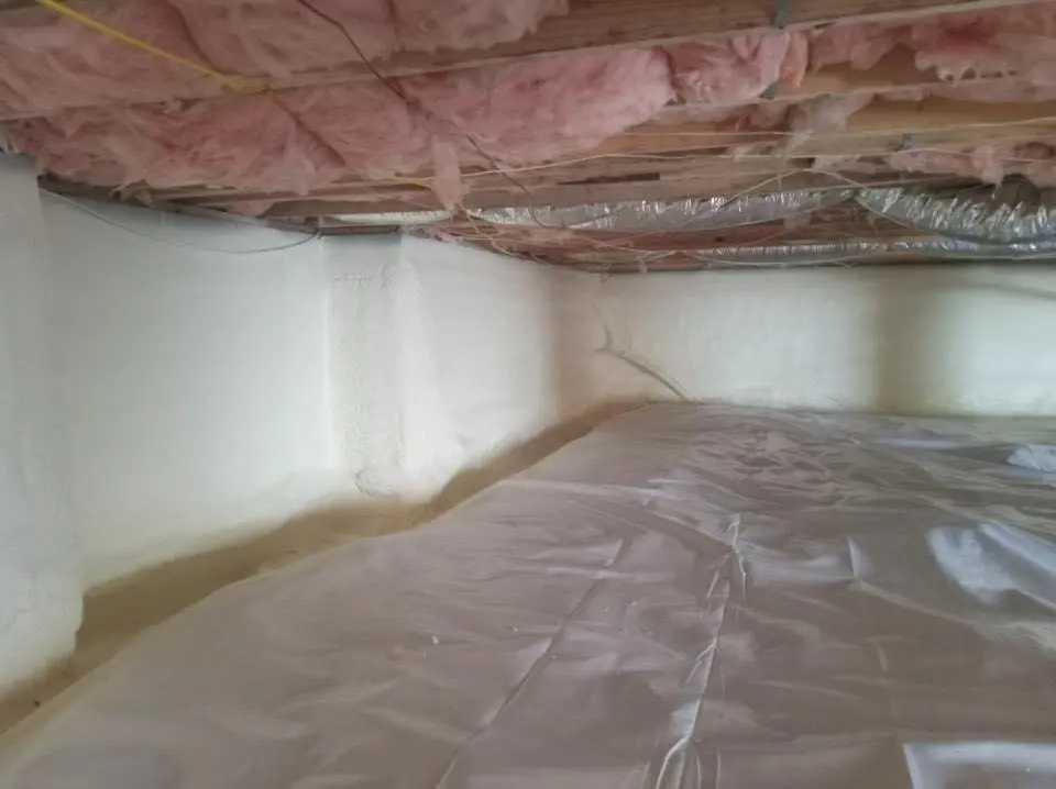 Crawl space encapsulation with closed-cell spray foam for Flat Roof Repair in Herndon
